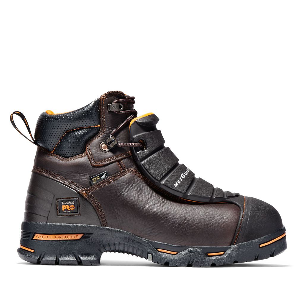 Timberland Μποτακια Εργασίας Ανδρικα Καφε - Pro® Endurance 6" Met Guard Steel Toe - Greece 1354076-Q